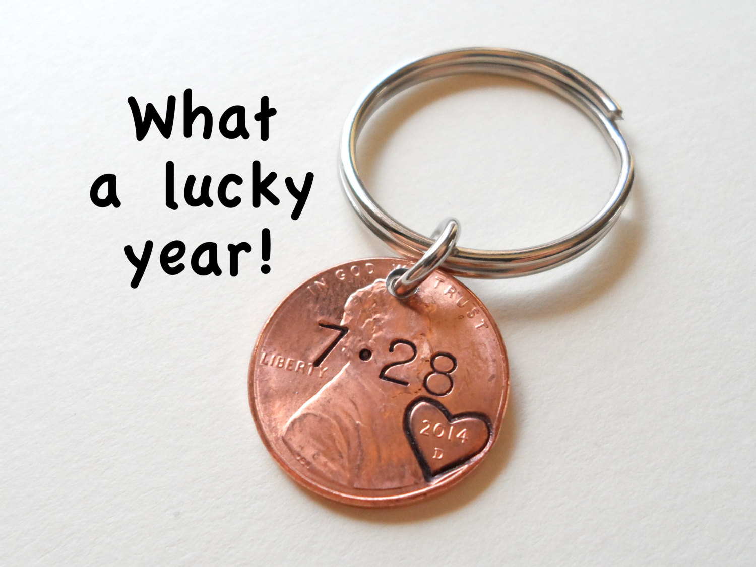 Anniversary Penny Keychain Personalized Keychain Lucky Penny