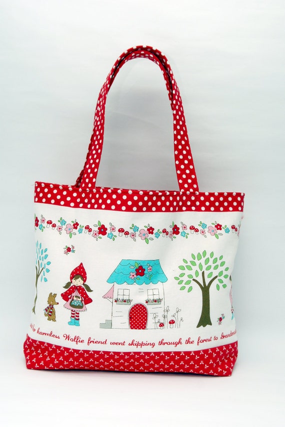 Little Red Riding Hood Girl's Tote Bag School by TheCottonShoppe
