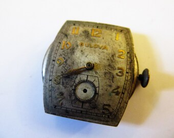 Steampunk Watch Parts, Vintage Bulova 15 Jewels Oval Square Watch Face ...