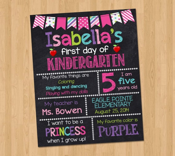 free downloadable template first day of kindergarten sign