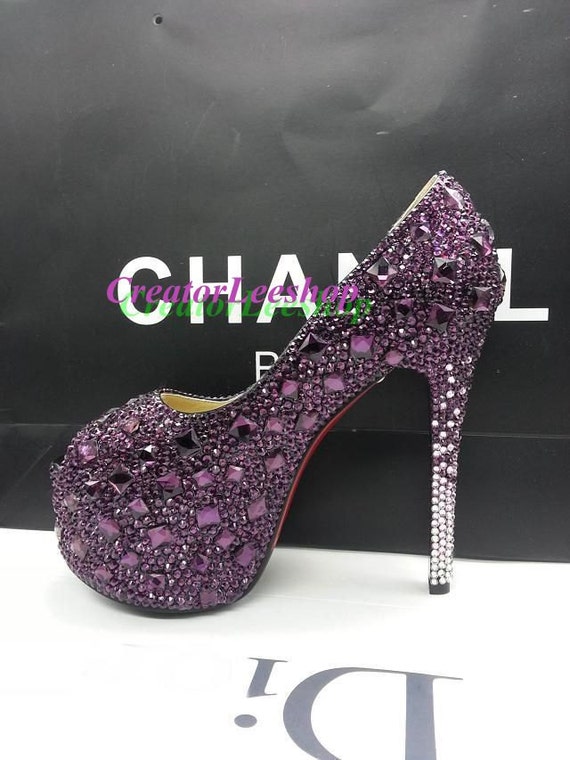 High wedding heels gems sparkle bridal shoes by