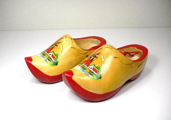 Vintage 1960s Children's Wooden Dutch Shoes from Holland