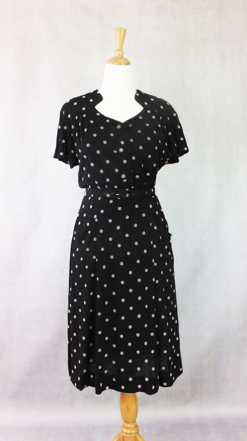 RESERVED for Jill / Vintage Rayon 1940's dress /Black