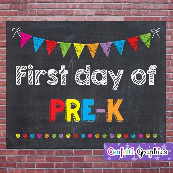  First  Day  Of Pre  K  Preschool School Chalkboard Sign Poster