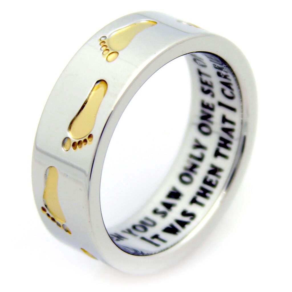 Footprints In The Sand Prayer Ring With Gold Colored