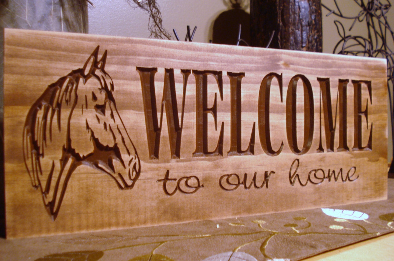 Wood Sign Design Ideas diy pallet wall art wood sign love of family home Rustic Western Inspired Carved Wooden Welcome To Our Home Sign Rustic Horse Farm Ranch Design Best Wood Sign Design Ideas when someone you love becomes a memory the memory becomes a treasure wood sign Rustic Western Inspired Carved Wooden Welcome To Our Home Sign Rustic Horse Farm Ranch Design Best