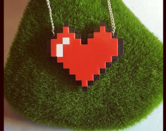 Acrylic Pixel Heart Necklace