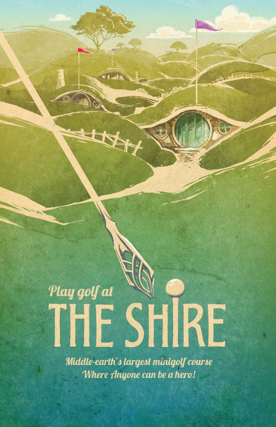 The Shire Minigolf Travel Poster R Lotr