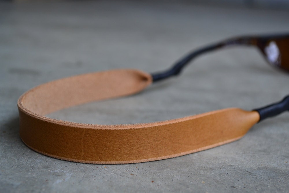 Horween Leather Sunglasses Strap Honey by RoughewnLeather on Etsy