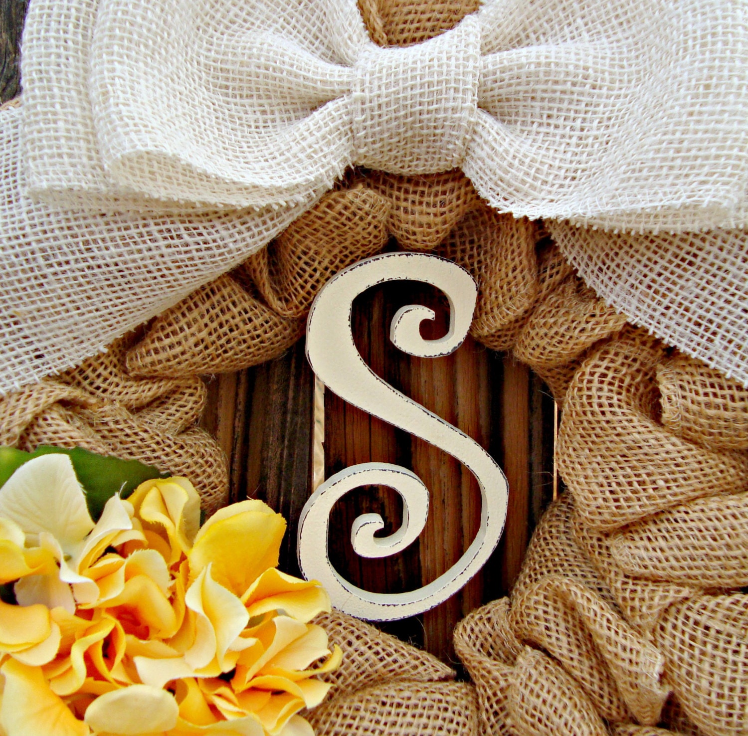 Customizable Burlap Wreath Monogrammed Wreath Bubble