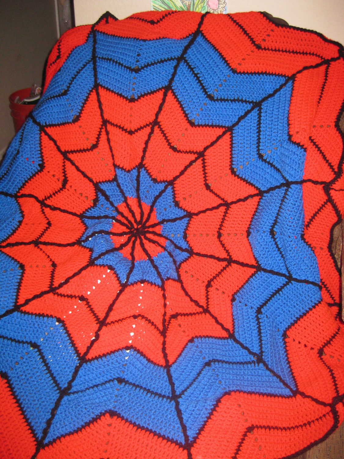 Crocheted Spiderman blanket w/ Free matching by Crochet911 on Etsy