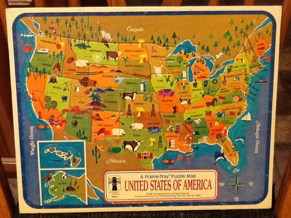 frame tray puzzle map of the united states of america