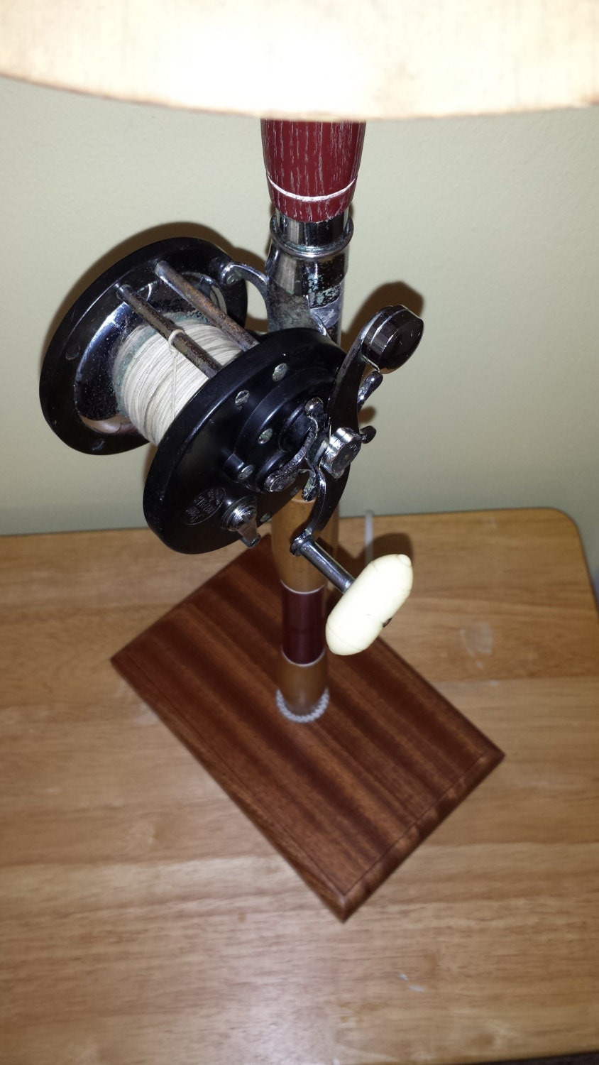 FISHING POLE LAMP Antique Fishing Rod and Reel Lamp Coastal