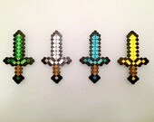 Items similar to Minecraft Iron Sword made with Perler 