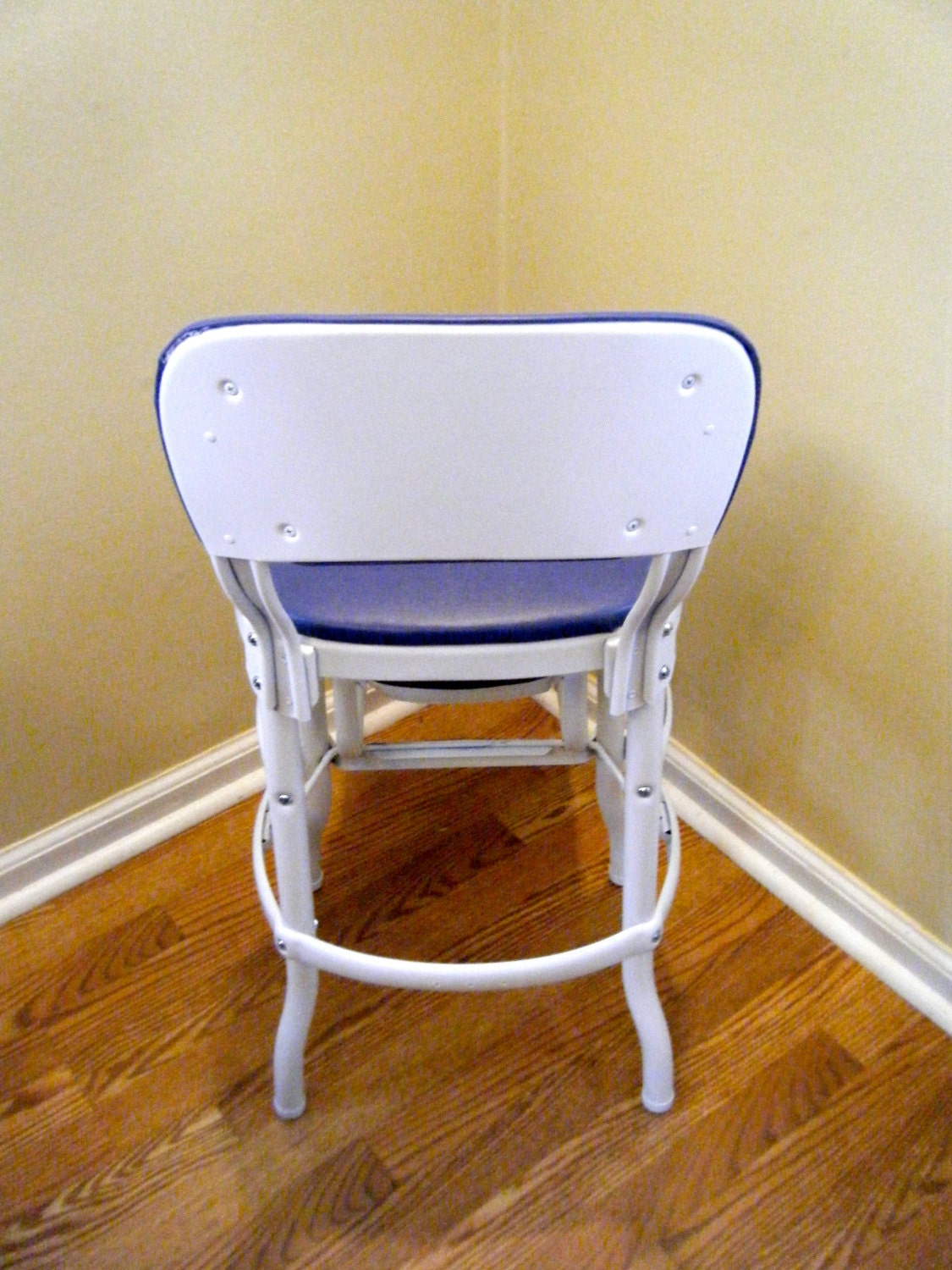 Heavy Duty Original Cosco Chair Step Stool Blue & White Retro