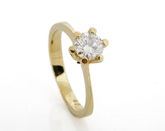 Diamond Engagement Ring 0.50 ct-Solitaire ring-14K Yellow Gold -Women Jewelry-Promise ring-Bridal Jewelry-Anniversary-Wedding&engagement