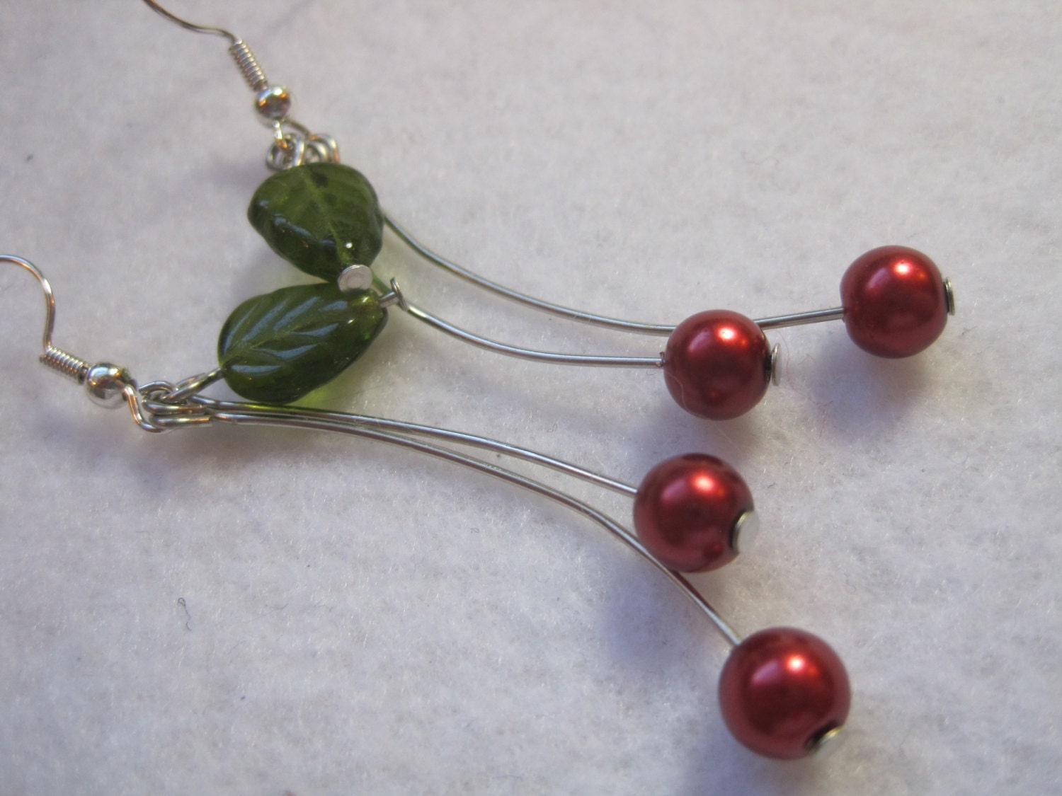 beaded cherry earrings