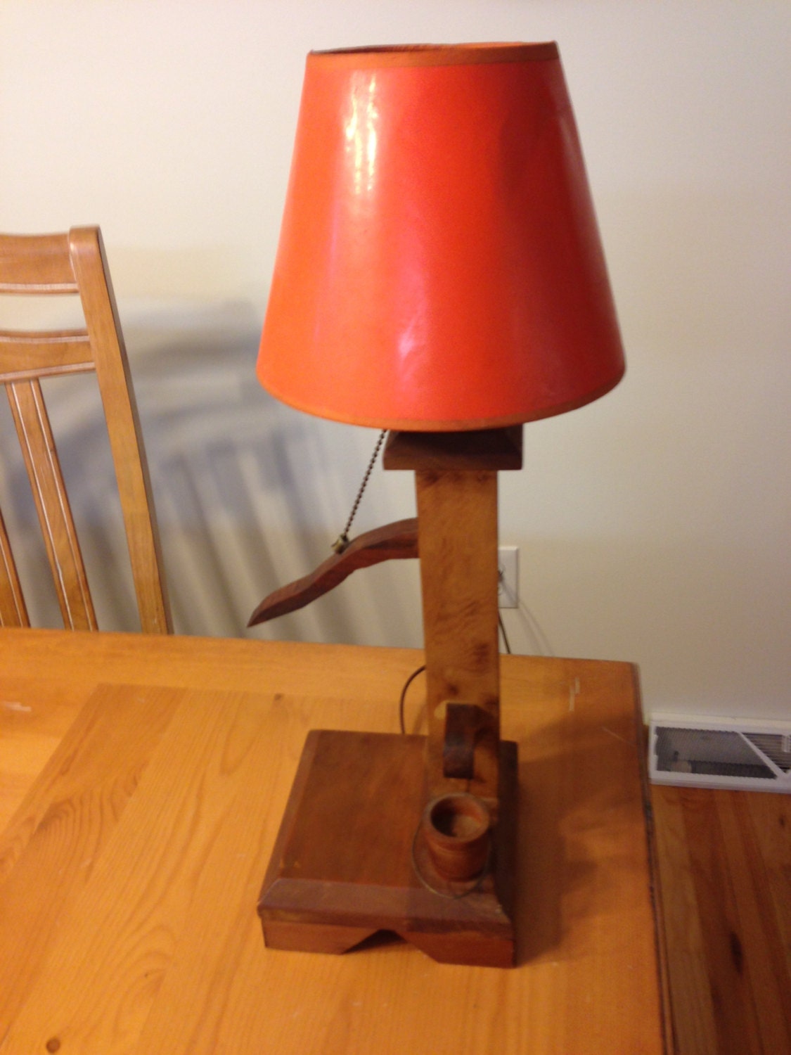 Vintage Wooden Water Pump Lamp