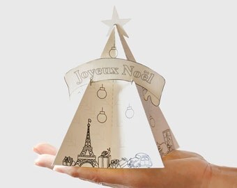 Sapin de Noël en Papier (Parisian Paper Christmas Tree) Decorate the tree with your own colors! Printable pdf- Table/Desk Decorations