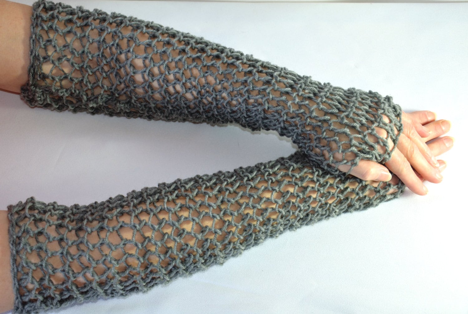 Chain Mail Sleeves hand knitted faux maille fingerless