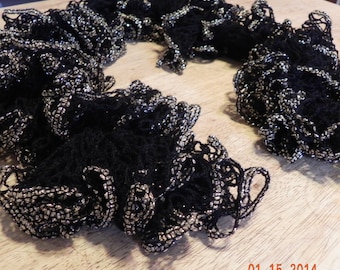 Items similar to Black and gold ruffle scarf on Etsy