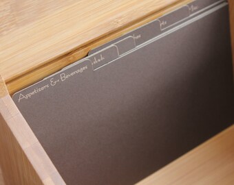6 Recipe Cards Box Dividers, Cardstock dividers, cardstock recipe dividers, recipe dividers, Set of 6 --6013