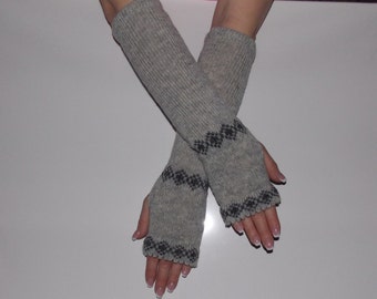 Eco Friendly Knit Arm Warmers, Fingerless Gloves, Knitted Mittens.