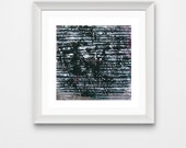 Small Abstract Paper Art, Original Modern Painting, Black Mono Print, Square, Flowers, Stripes, Elizabeth Ellenor