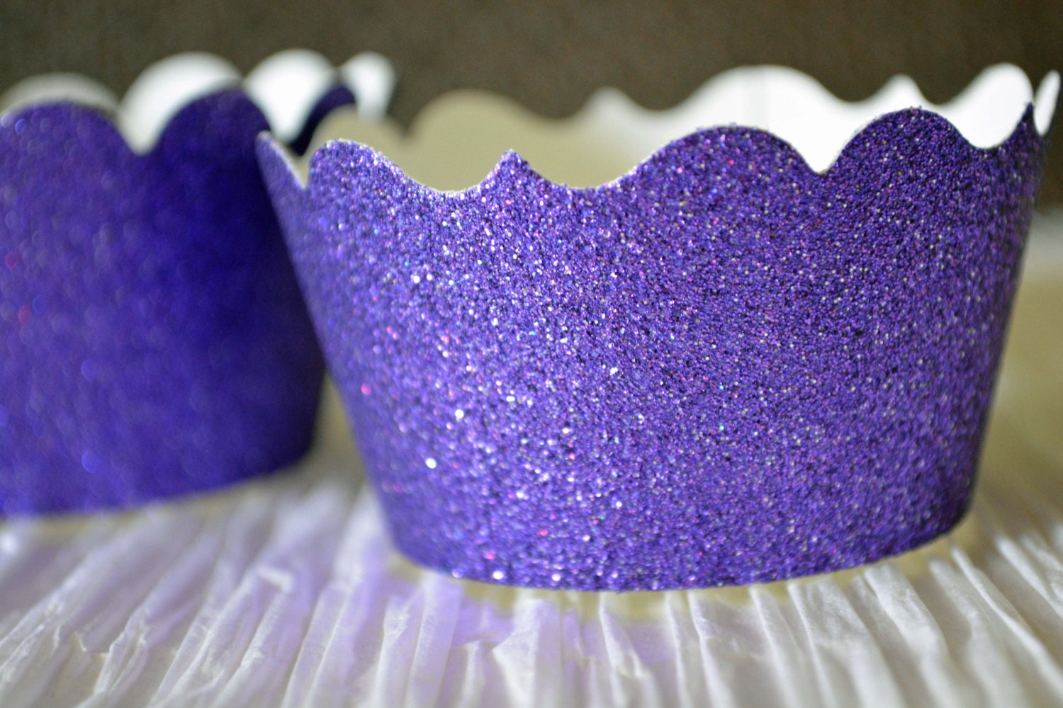 Glitter cupcake wrappers plum purple Choose your cut