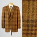 Mens Vintage 60s Abercrombie and Fitch Gold Green Wool Tweed Windowpane Sportcoat Jacket Blazer