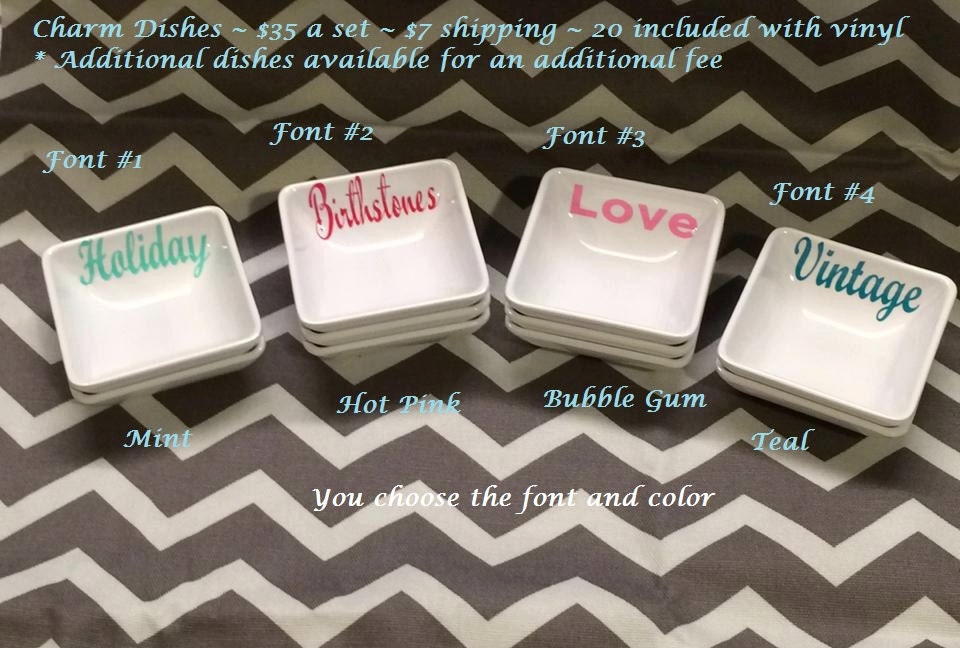 Charm dishes for display by KutzVinyl on Etsy