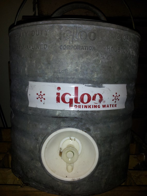 1940s Vintage Igloo Water Cooler Galvanized Steel