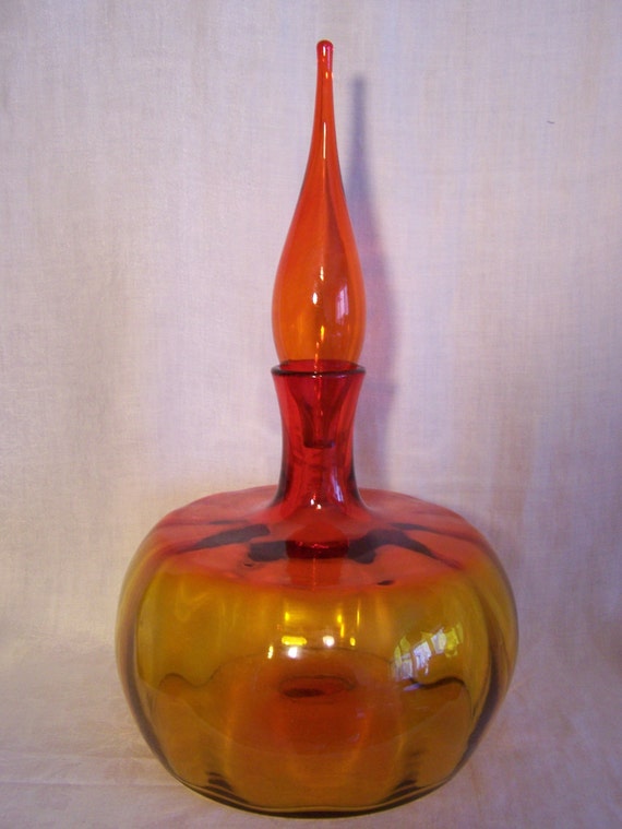 Blenko Tangerine Amberina Decanter 0069