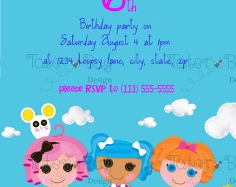 Invitación de cumpleaños de lalaloopsy (personalizado archivo Digital solamente)