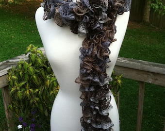 Hand Knit Ruffled Scarf