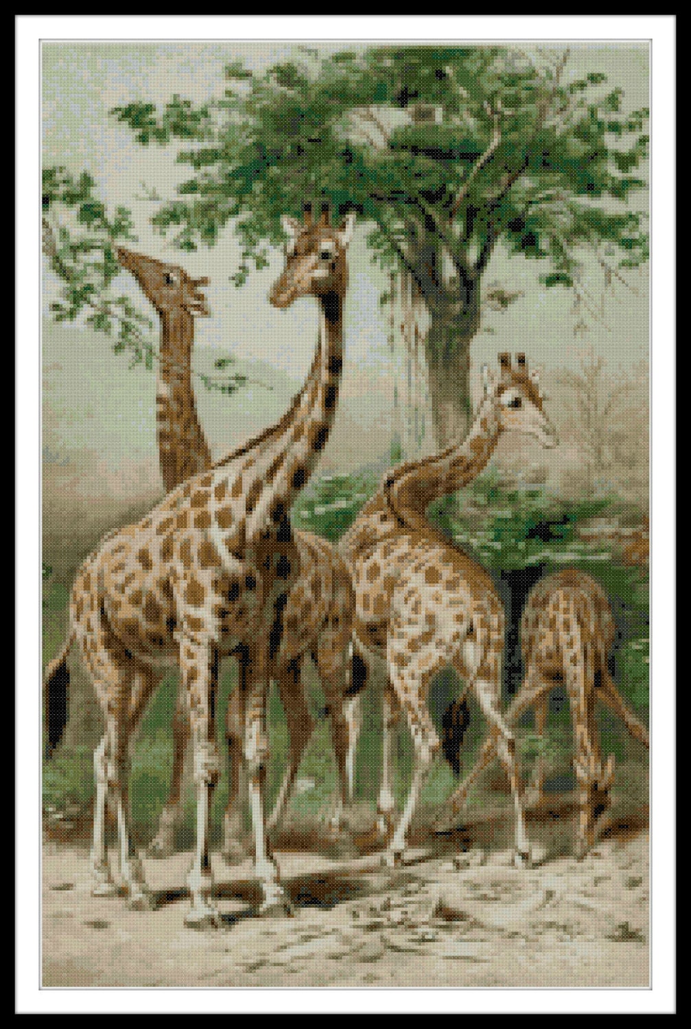 Giraffe Family Large Counted Cross Stitch Kit by Stitchinsparks
