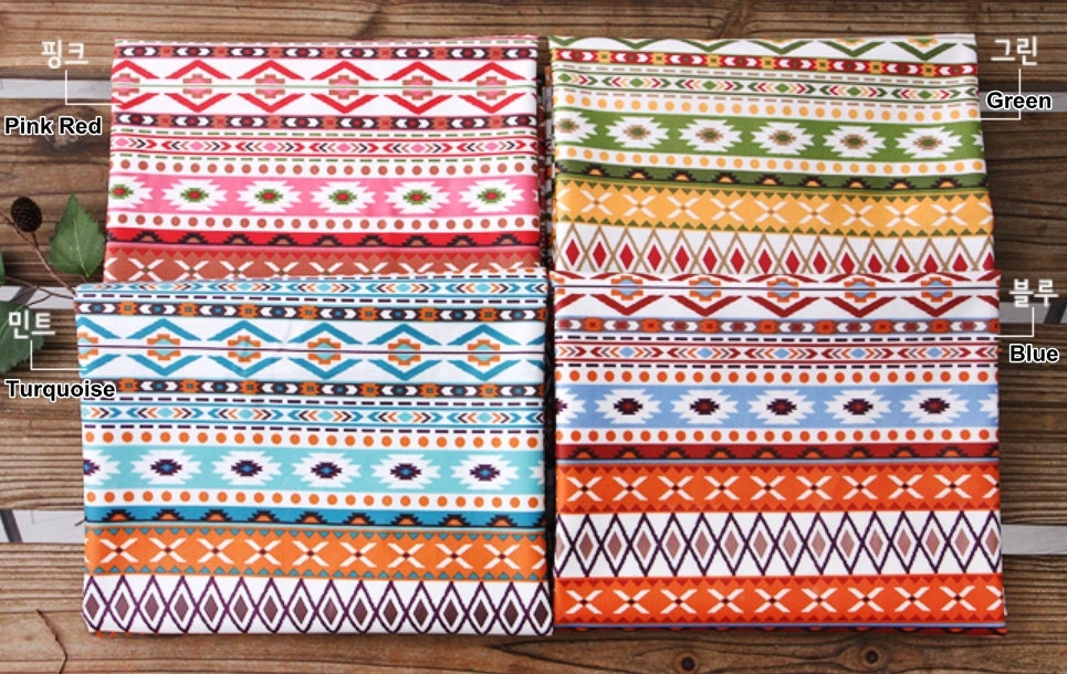 Laminated Cotton Fabric Aztec in 4 Colors By The Yard from FabricBonita