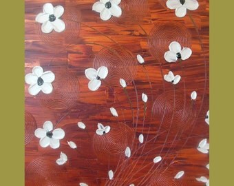 Flowers, copper painting, Brown Painting, Flower Painting, Abstract flowers, Original, Art, Acrylic,Abstract, Textured, Modern, contemporary