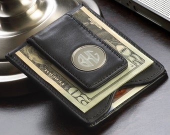 Personalized Leather Wallet and Money Clip Combo - Leather Wallet & Money Clip -  Leather Money Clip - Groomsmen Gifts