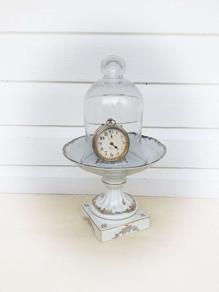 SHABBY CHIC Glass Terrarium Dish White Wedding Decor Glass