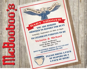 Diaper Duty Couples Co-ed Baby Shower invitations
