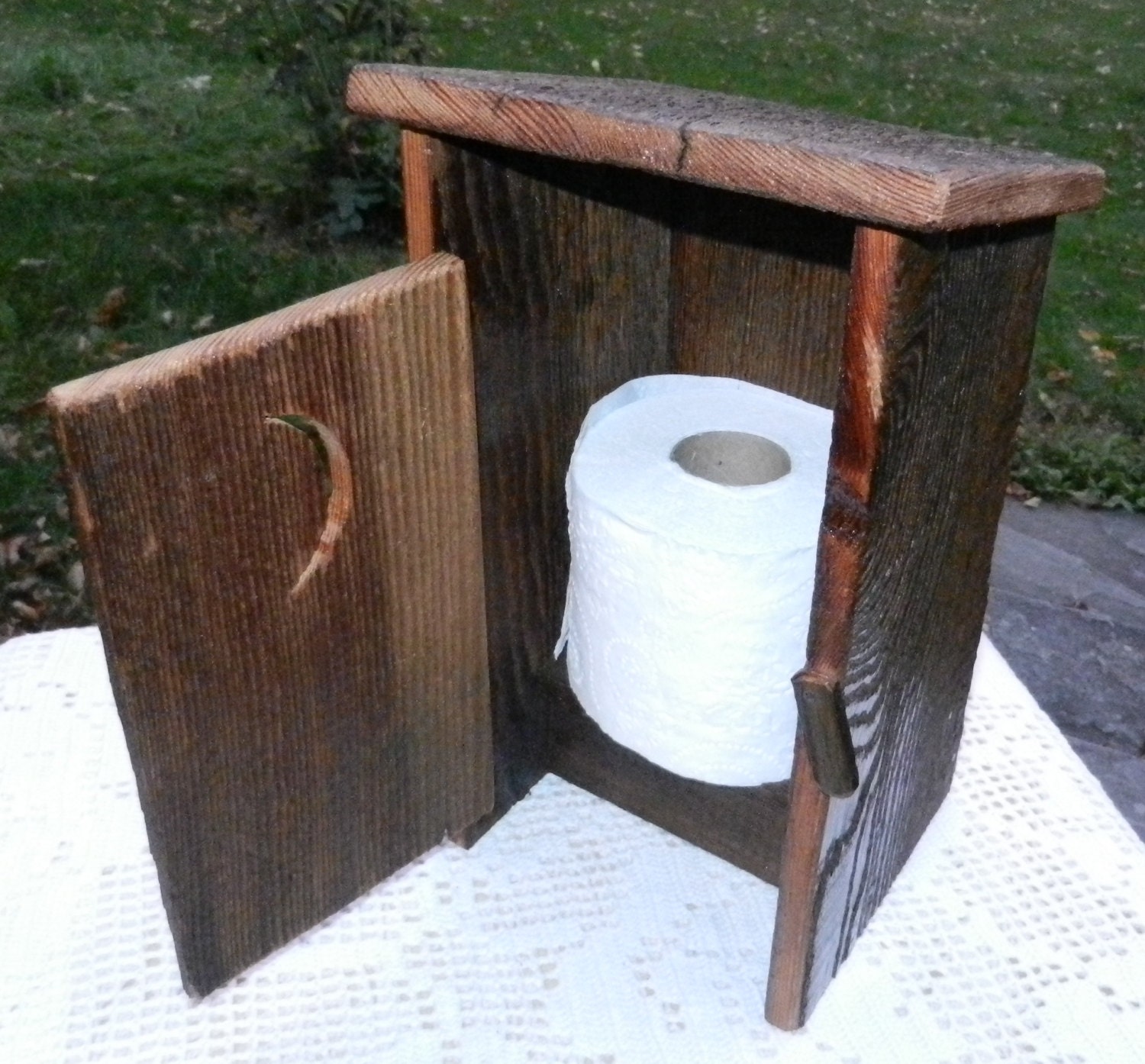 Barnboard Outhouse Toilet Paper Holder Homemade by LearningAsIGo