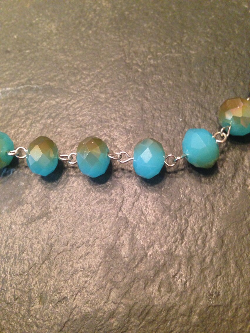 Turquoise crystal bead bracelet