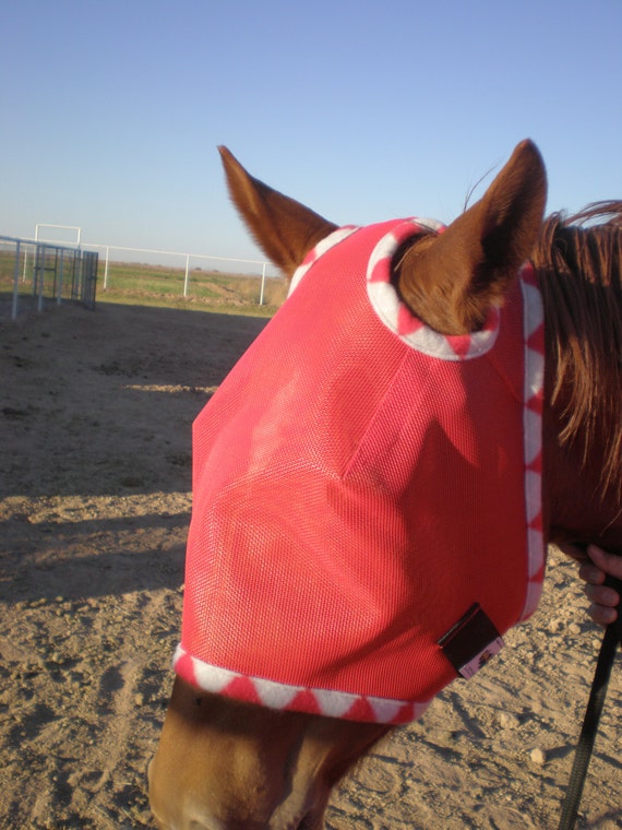 Custom Horse Fly Mask Size Medium Red Mesh with by MMHAriginals