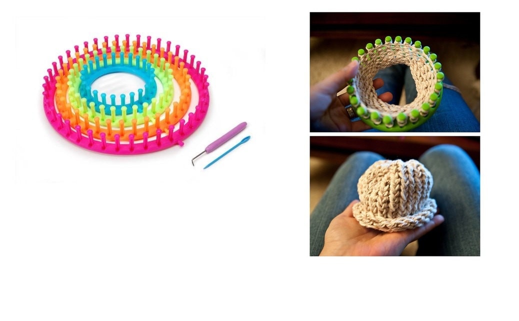 Set of 4 Round Plastic Knitting Looms Sturdy Plastic