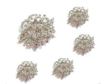 5x Wedding Brooches, Bridal Rhinestone Crystal Flower Brooch Pin, Bridal Brooch, Wedding Brooch, Bridal Rhinestone Brooch BR0002