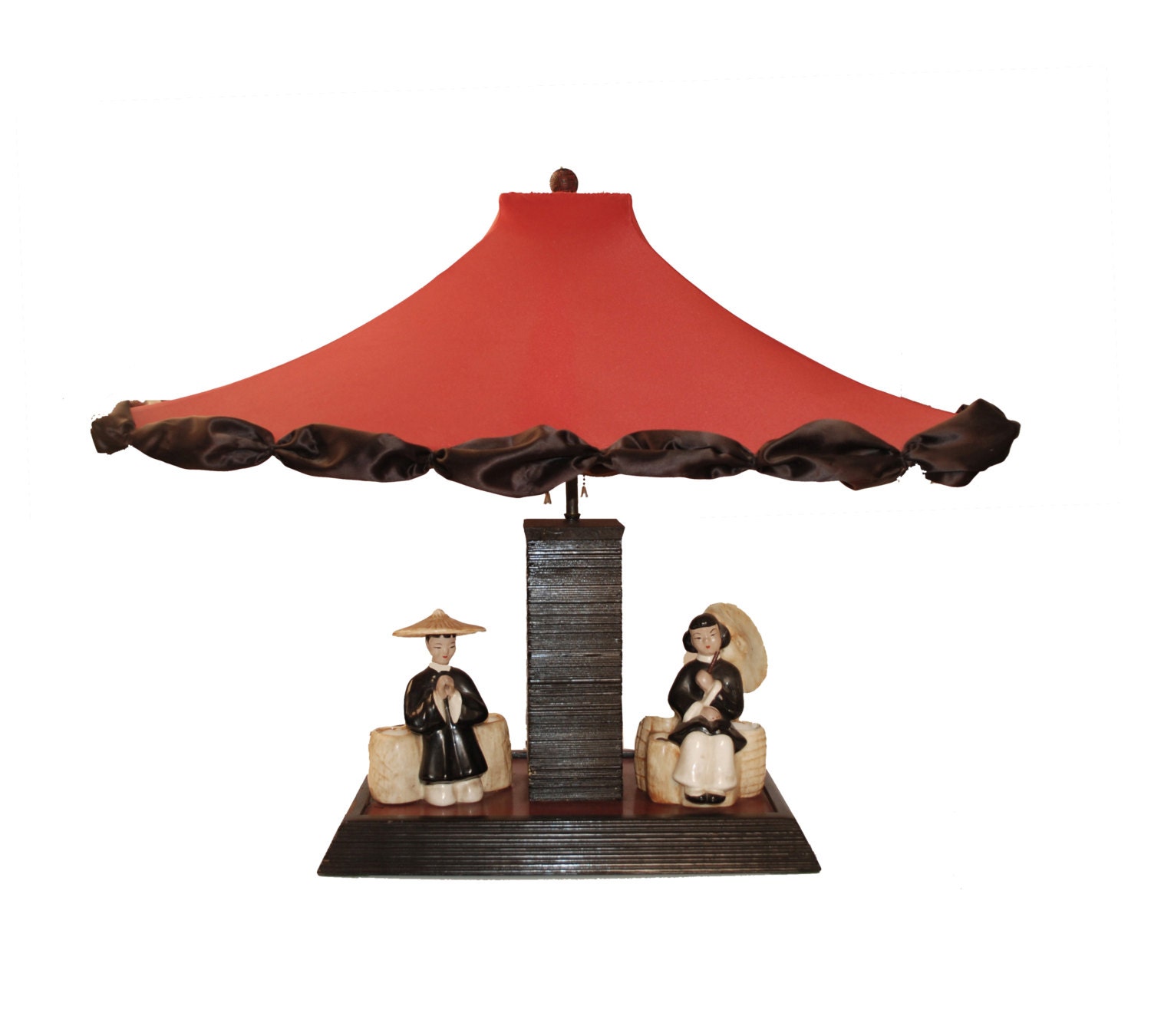 1950s Chinoiserie Table Lamp Chinese Ceramic by MadgeAtHome