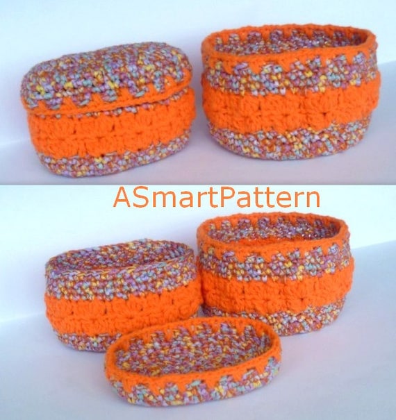 Crochet Pattern-Cotton Round Basket,Oval Cotton Basket ...