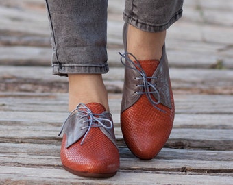 Camel Leather Shoes, Camel Oxford Shoes, Close Shoes, Flat Shoes, Camel Shoes , Free Shipping