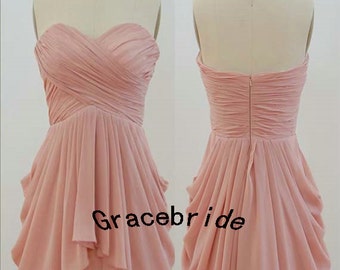 blush chiffon mini skirt for homecoming cute short prom dresses cheap ...